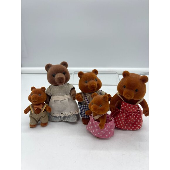 Vintage Calico Critters Set of 5 Brown Bear Family Members - Picture 1 of 7